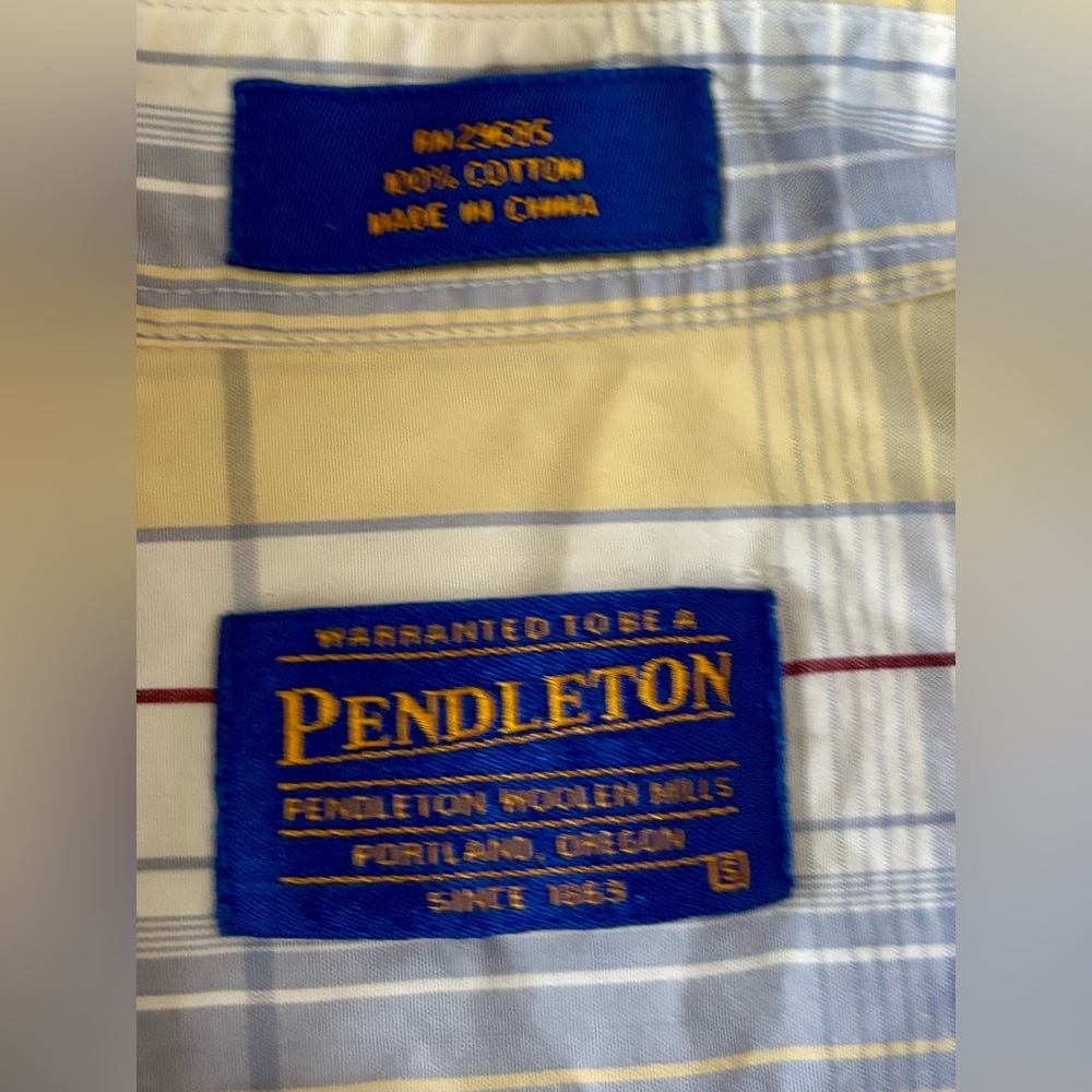 Pendleton Yellow and Light Blue Plaid Shirt - Small - Cotton - Picture 3 of 9